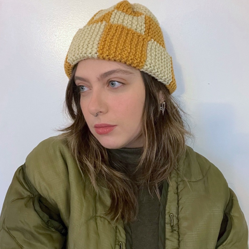 Knitted checkered Beanie